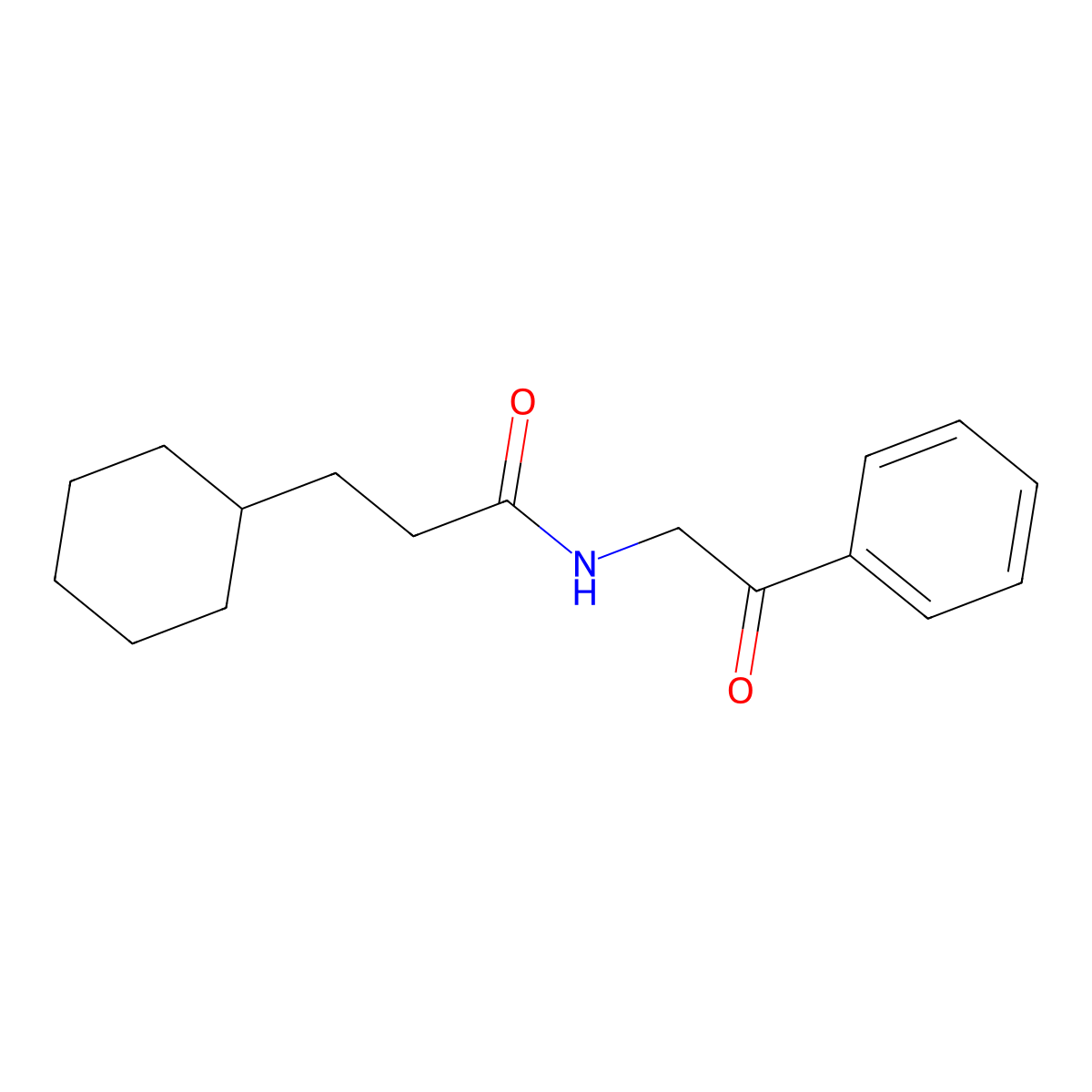 3-cyclohexyl-N-(2-oxo-2-phenylethyl)propanamide molecular structure, CAS 519166-72-4