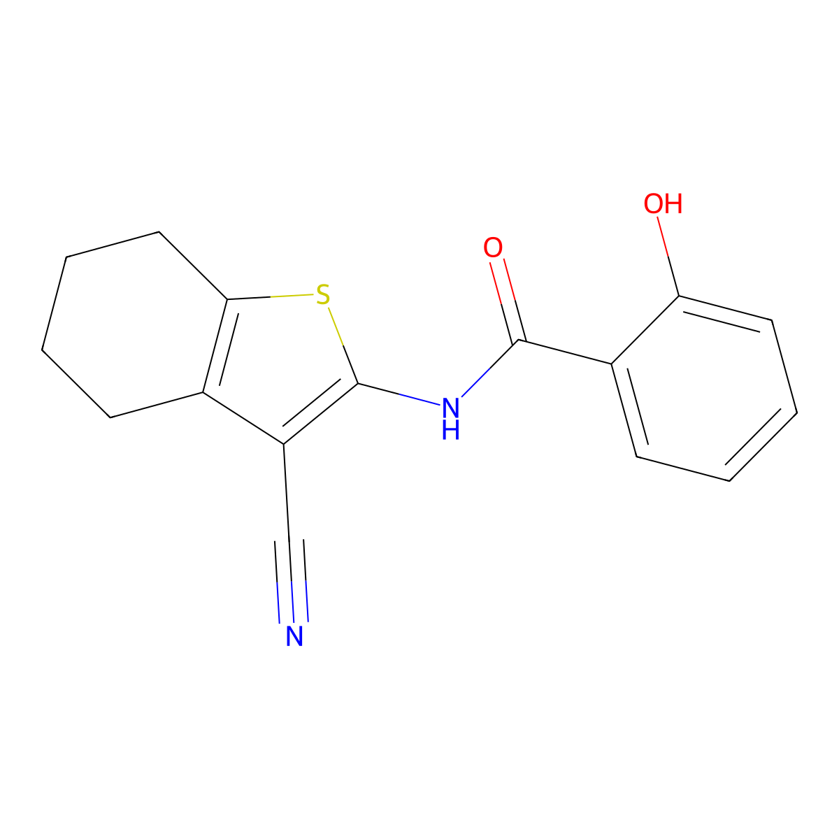 N-(3-cyano-4,5,6,7-tetrahydro-1-benzothiophen-2-yl)-2-hydroxybenzamide molecular structure, CAS 519167-28-3