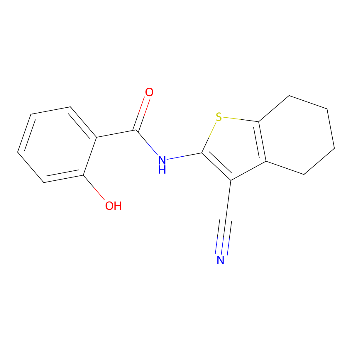 N-(3-cyano-4,5,6,7-tetrahydro-1-benzothiophen-2-yl)-2-hydroxybenzamide molecular structure, CAS 519167-28-3