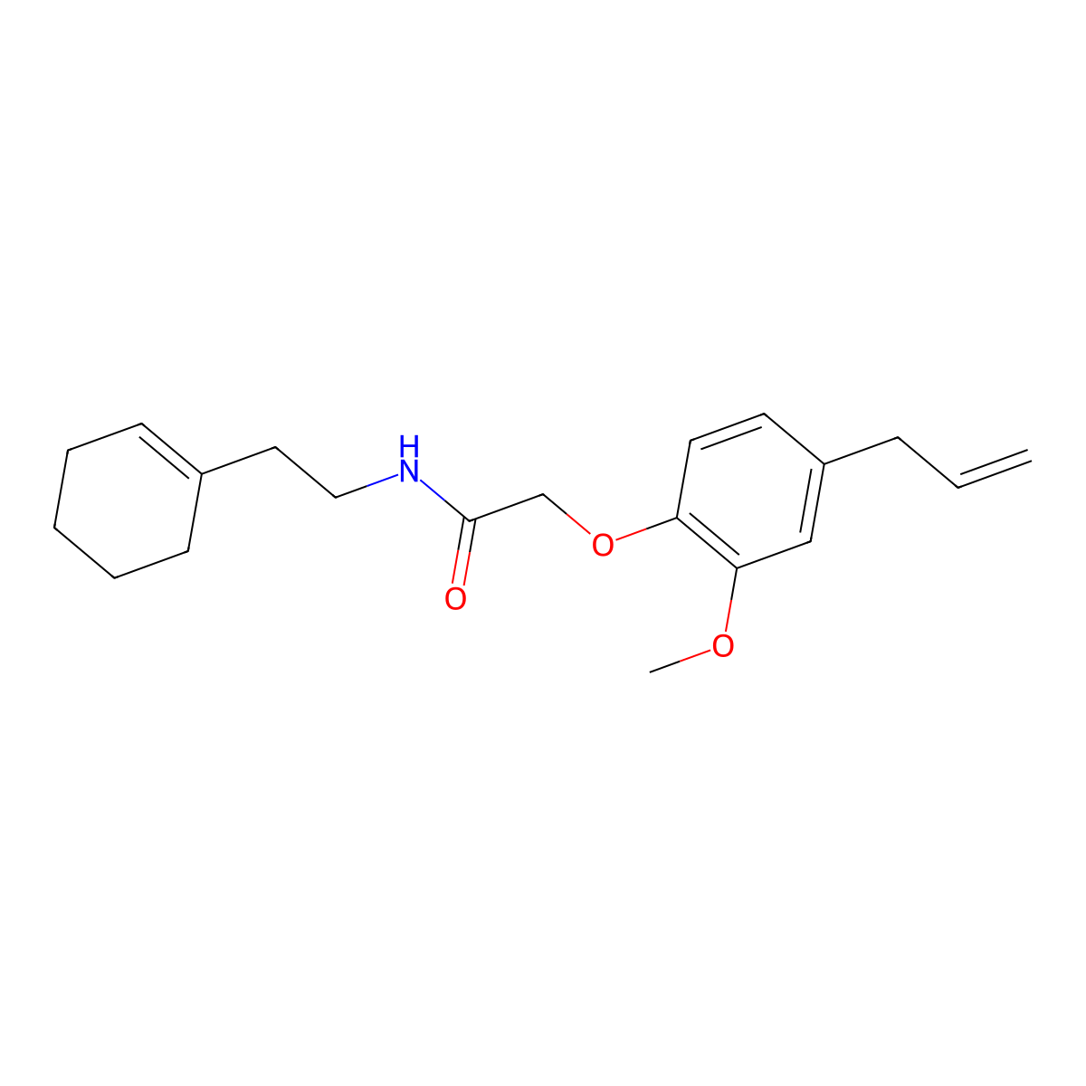 N-[2-(cyclohexen-1-yl)ethyl]-2-(2-methoxy-4-prop-2-enylphenoxy)acetamide molecular structure, CAS 519168-03-7