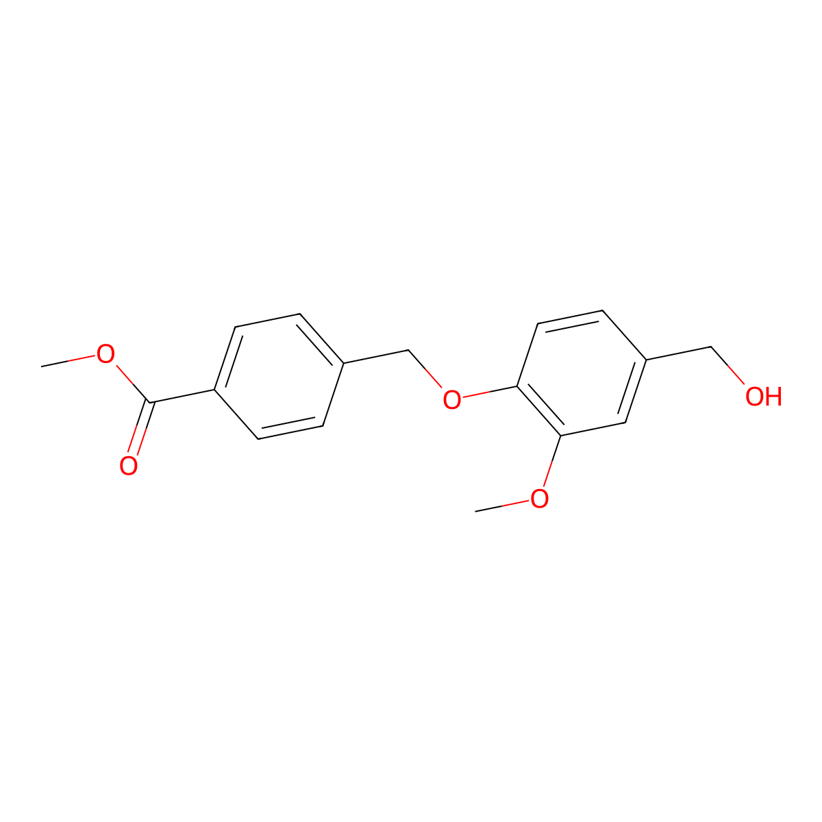 Methyl 4-((4-(hydroxymethyl)-2-methoxyphenoxy)methyl)benzoate molecular structure, CAS 519168-28-6