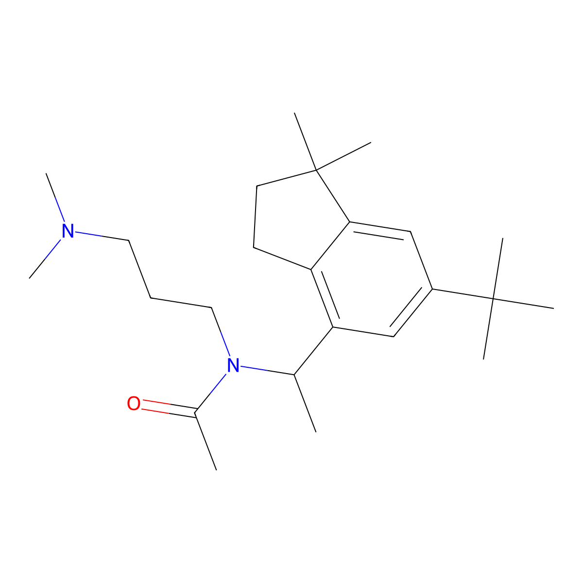 N-[1-(6-tert-butyl-1,1-dimethyl-2,3-dihydroinden-4-yl)ethyl]-N-[3-(dimethylamino)propyl]acetamide molecular structure, CAS 519168-33-3