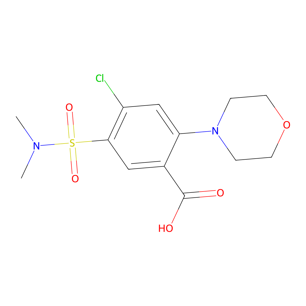 4-Chloro-5-(dimethylsulfamoyl)-2-(morpholin-4-yl)benzoic acid molecular structure, CAS 519168-53-7