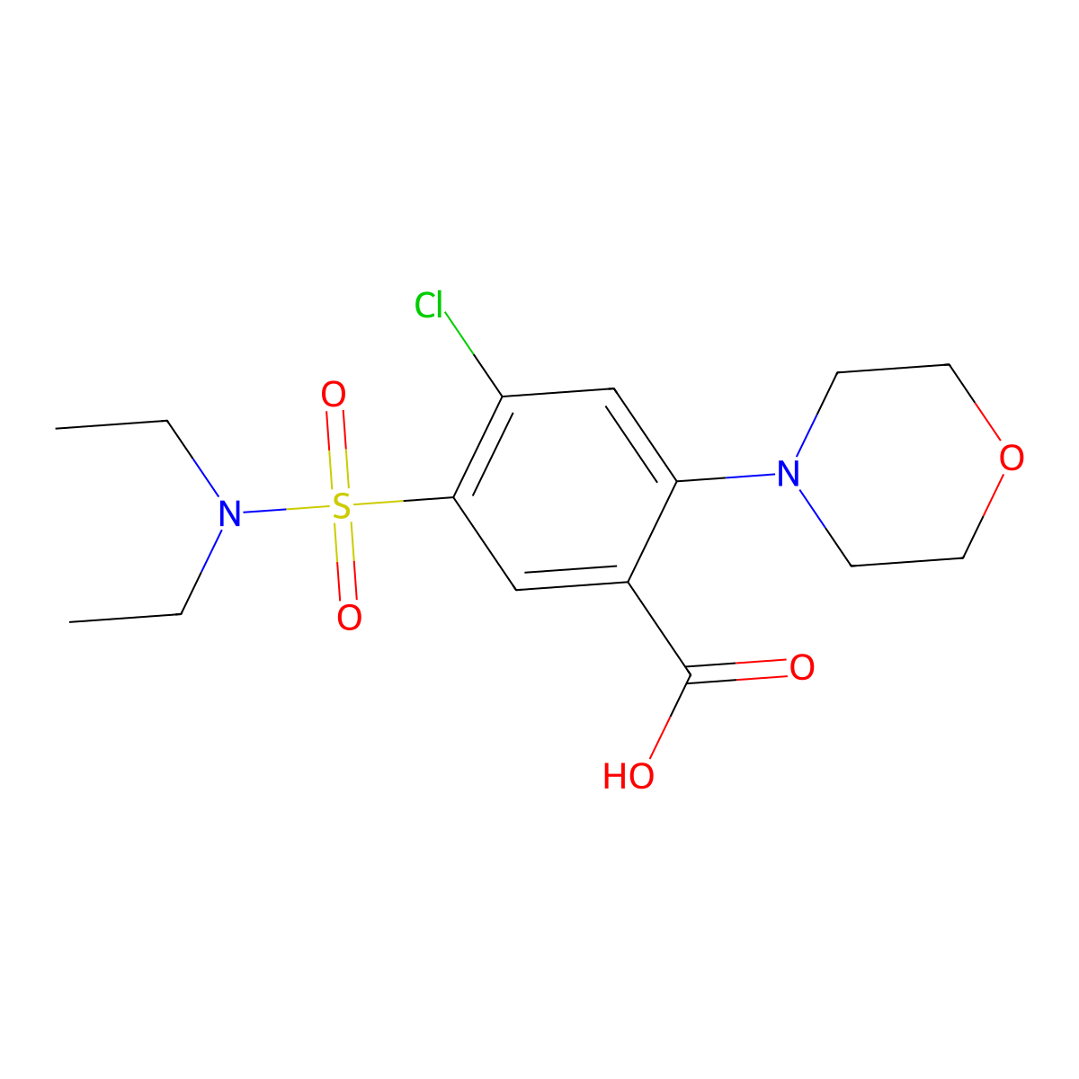 4-Chloro-5-(diethylsulfamoyl)-2-(morpholin-4-yl)benzoic acid molecular structure, CAS 519168-54-8