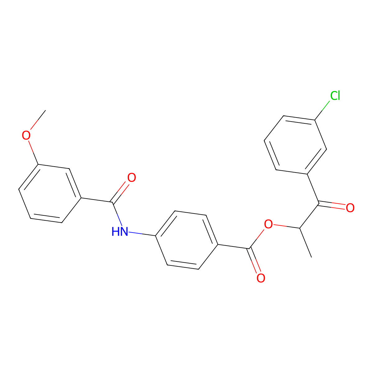 2-(3-Chlorophenyl)-1-methyl-2-oxoethyl 4-[(3-methoxybenzoyl)amino]benzoate molecular structure, CAS 519168-73-1