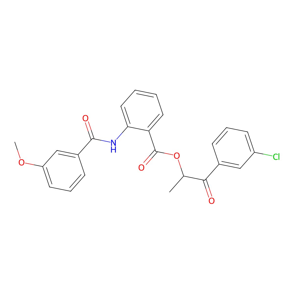 2-(3-Chlorophenyl)-1-methyl-2-oxoethyl 2-[(3-methoxybenzoyl)amino]benzoate molecular structure, CAS 519168-77-5