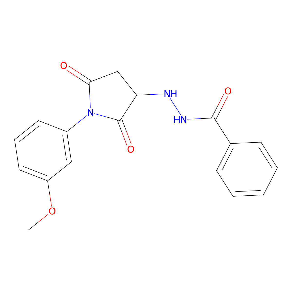 N'-[1-(3-methoxyphenyl)-2,5-dioxopyrrolidin-3-yl]benzohydrazide molecular structure, CAS 519168-78-6