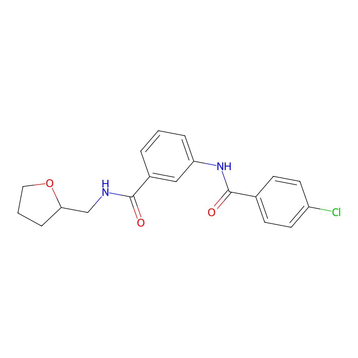3-[(4-chlorobenzoyl)amino]-N-(oxolan-2-ylmethyl)benzamide molecular structure, CAS 519168-80-0