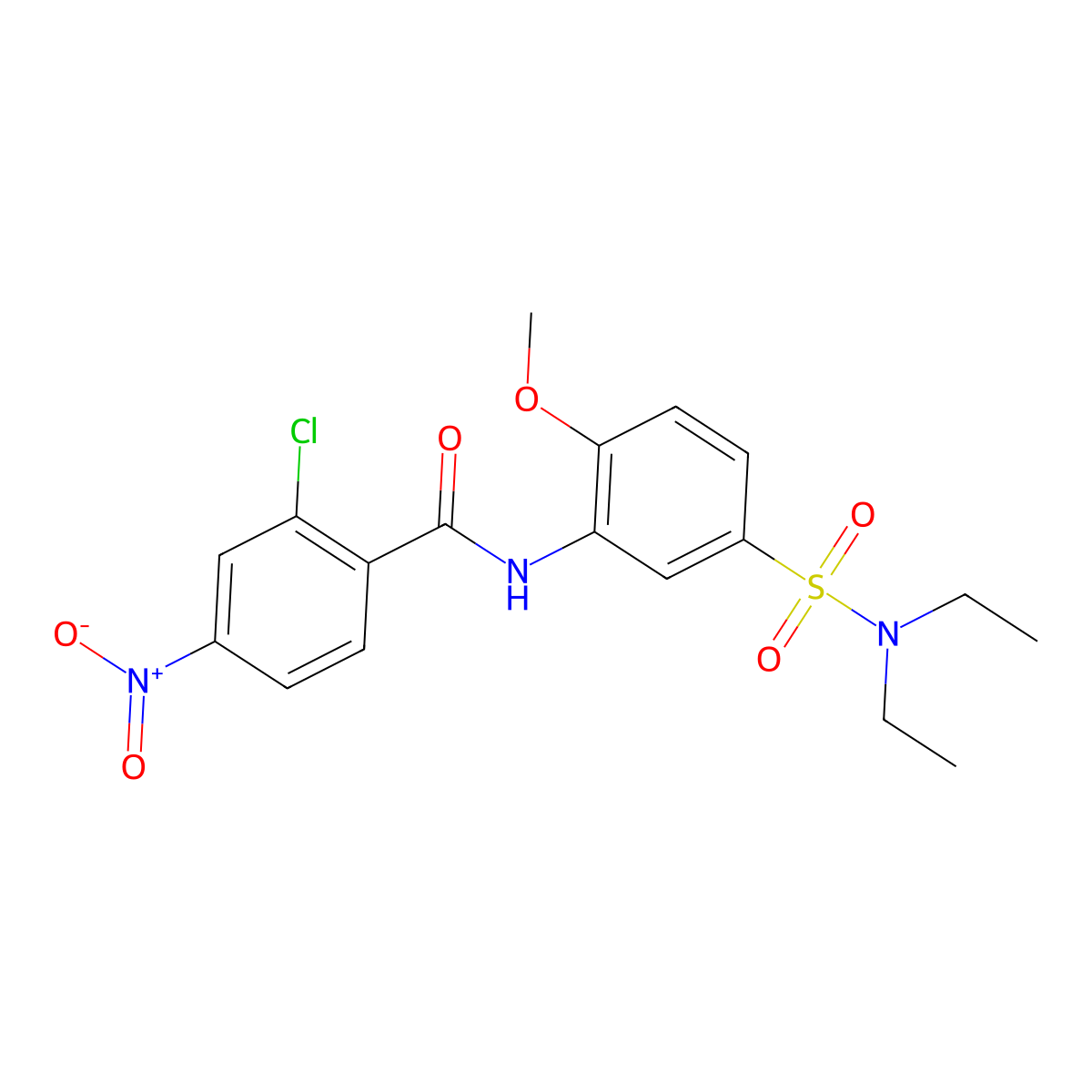 2-chloro-N-[5-(diethylsulfamoyl)-2-methoxyphenyl]-4-nitrobenzamide molecular structure, CAS 519169-10-9