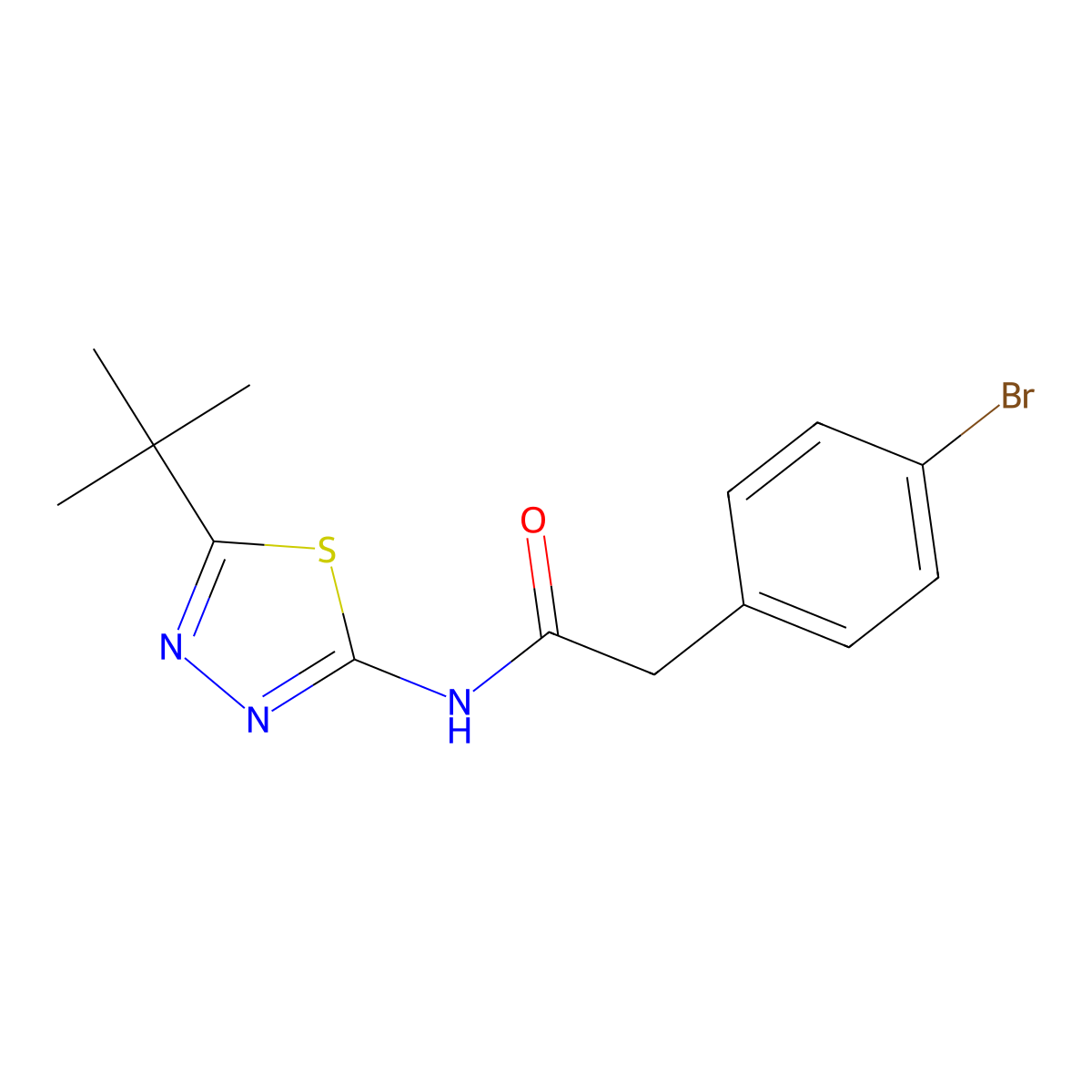 2-(4-bromophenyl)-N-(5-tert-butyl-1,3,4-thiadiazol-2-yl)acetamide molecular structure, CAS 519169-14-3