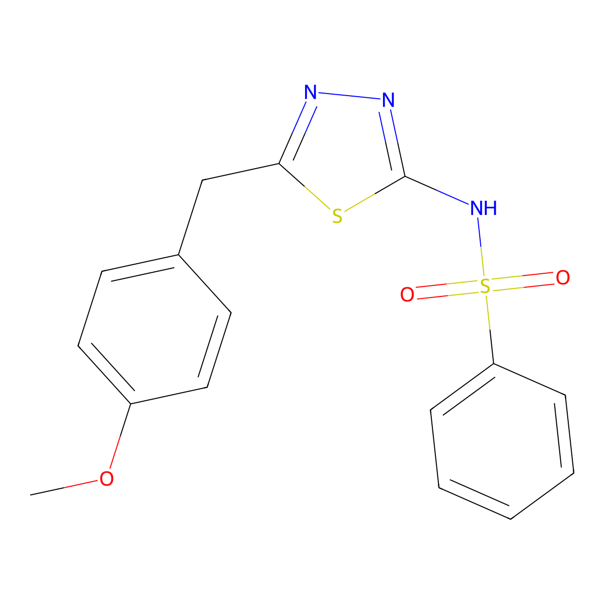 N-(5-(4-methoxybenzyl)-1,3,4-thiadiazol-2-yl)benzenesulfonamide molecular structure, CAS 519170-13-9