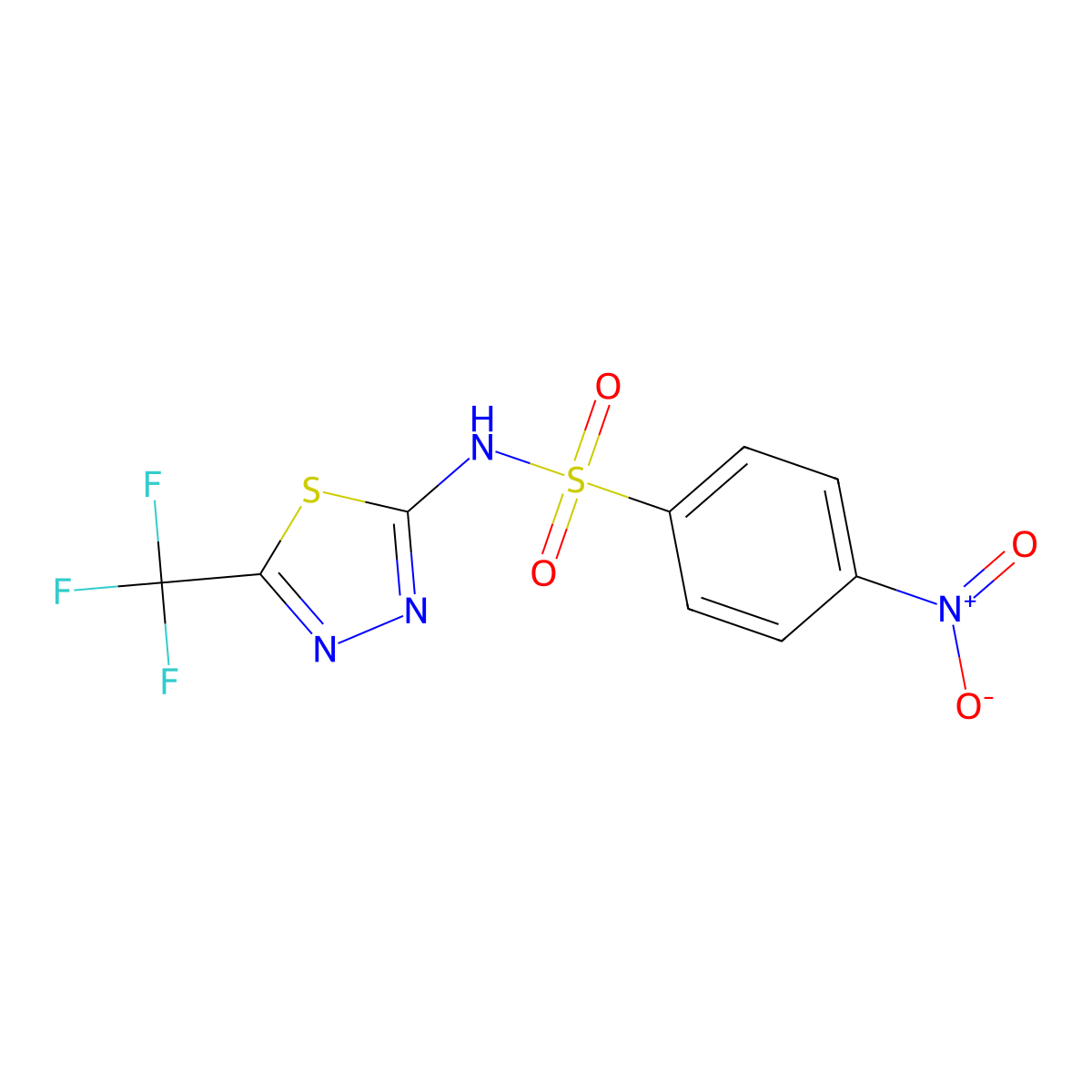 4-nitro-N-[5-(trifluoromethyl)-1,3,4-thiadiazol-2-yl]benzenesulfonamide molecular structure, CAS 519170-15-1