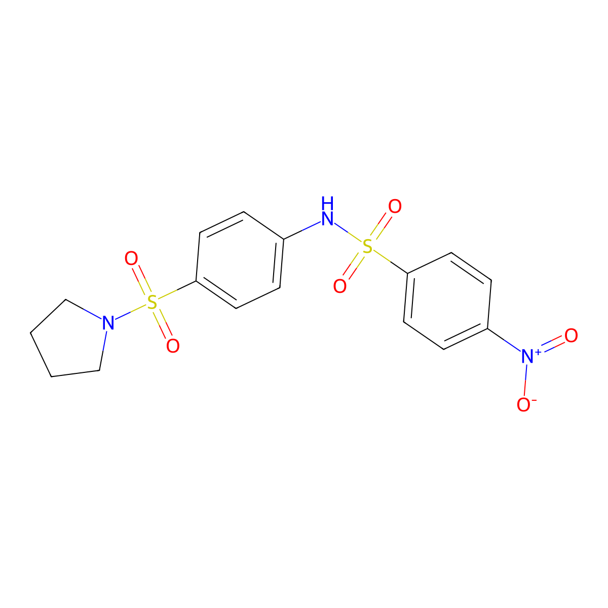 4-nitro-N-(4-pyrrolidin-1-ylsulfonylphenyl)benzenesulfonamide molecular structure, CAS 519170-16-2