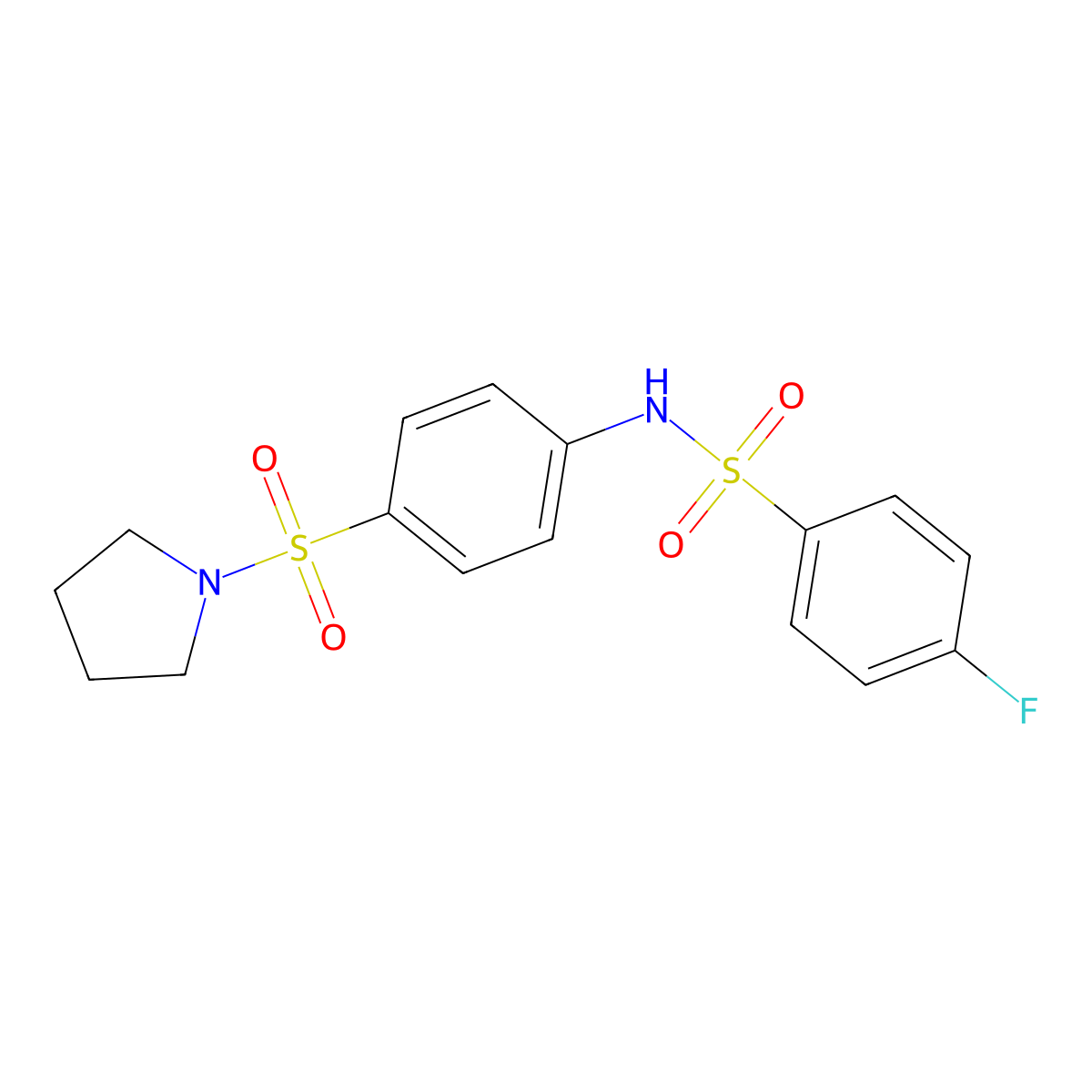 4-fluoro-N-(4-pyrrolidin-1-ylsulfonylphenyl)benzenesulfonamide molecular structure, CAS 519170-19-5