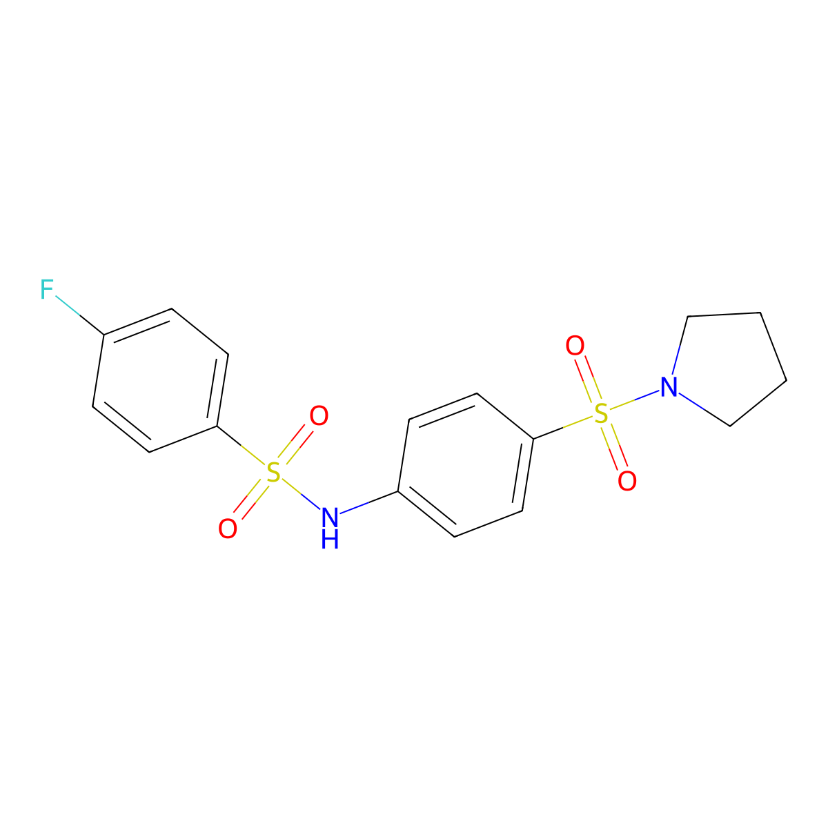 4-fluoro-N-(4-pyrrolidin-1-ylsulfonylphenyl)benzenesulfonamide molecular structure, CAS 519170-19-5