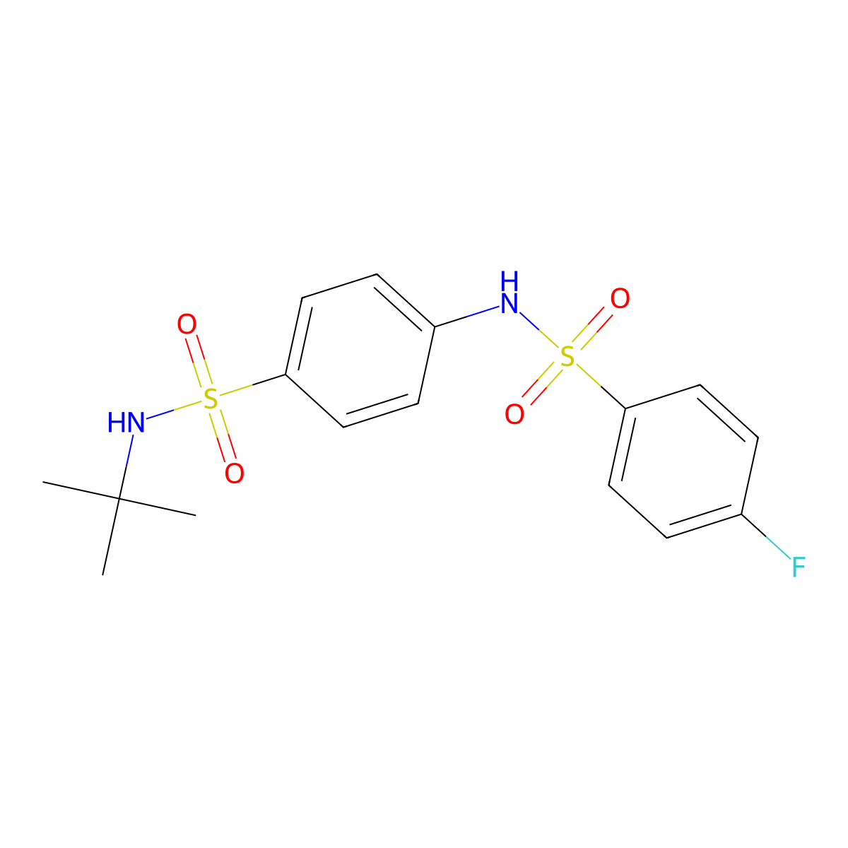 N-tert-butyl-4-[(4-fluorophenyl)sulfonylamino]benzenesulfonamide molecular structure, CAS 519170-21-9