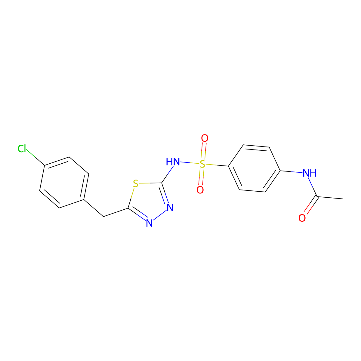 N-[4-[[5-[(4-chlorophenyl)methyl]-1,3,4-thiadiazol-2-yl]sulfamoyl]phenyl]acetamide molecular structure, CAS 519170-22-0
