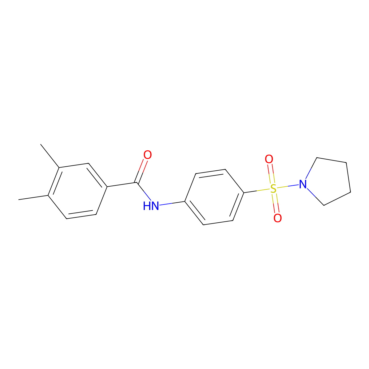 3,4-dimethyl-N-(4-pyrrolidin-1-ylsulfonylphenyl)benzamide molecular structure, CAS 519170-29-7