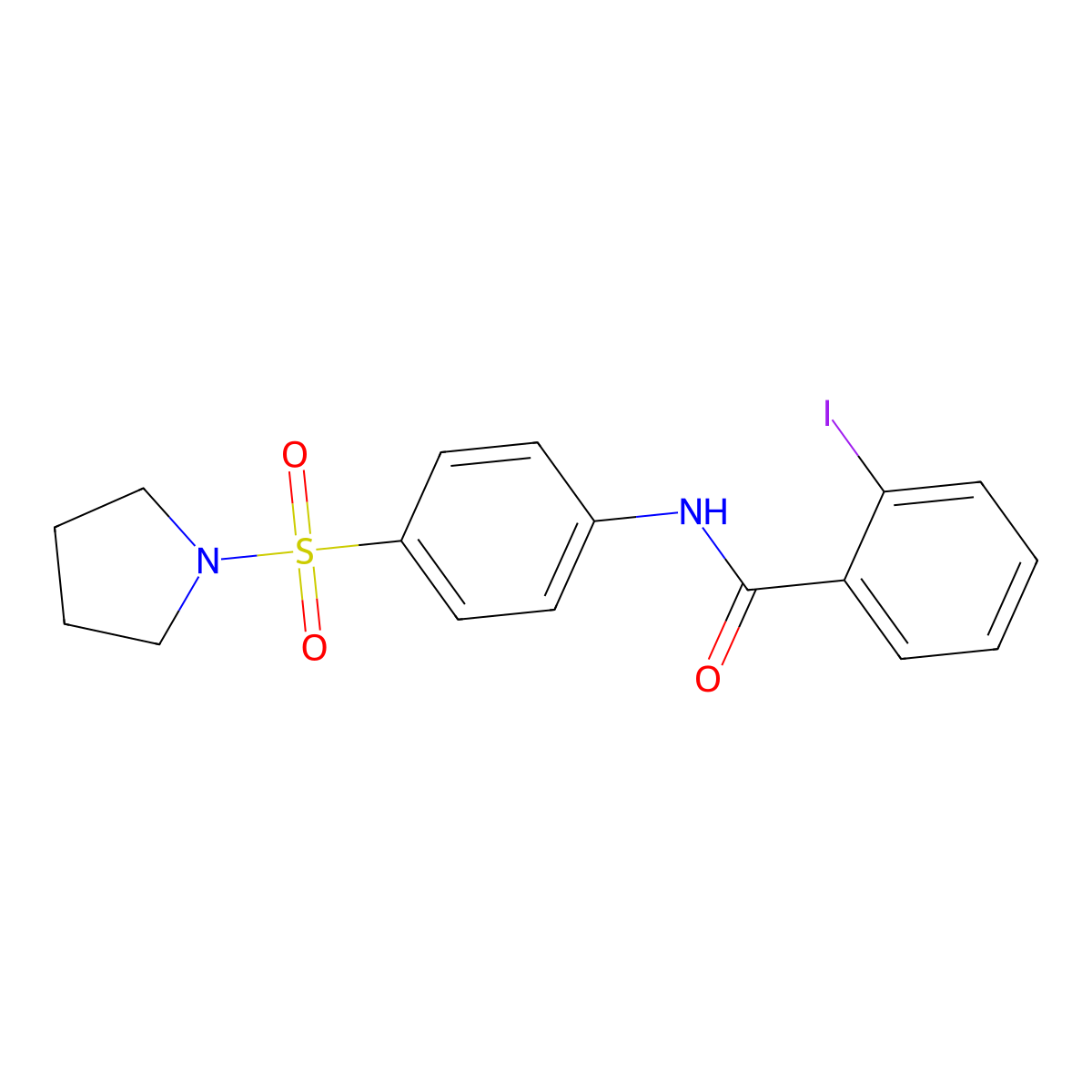 2-iodo-N-(4-pyrrolidin-1-ylsulfonylphenyl)benzamide molecular structure, CAS 519170-34-4