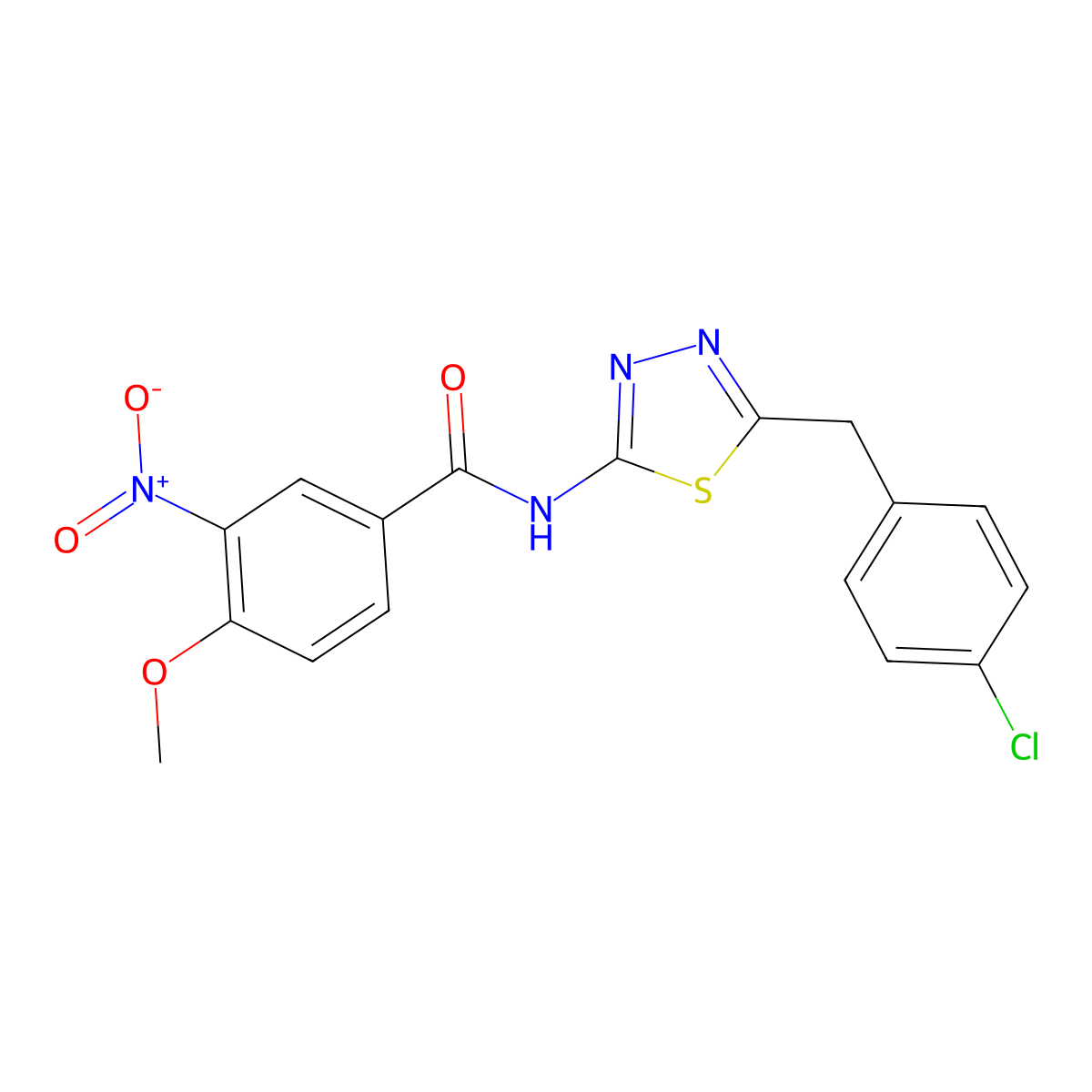 N-[5-(4-chlorobenzyl)-1,3,4-thiadiazol-2-yl]-4-methoxy-3-nitrobenzamide molecular structure, CAS 519170-37-7