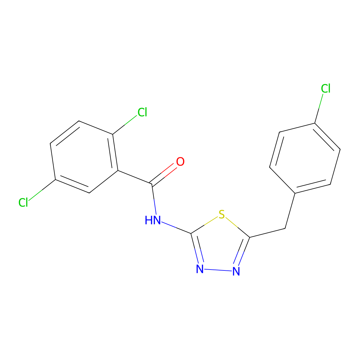 2,5-dichloro-N-[5-[(4-chlorophenyl)methyl]-1,3,4-thiadiazol-2-yl]benzamide molecular structure, CAS 519170-51-5
