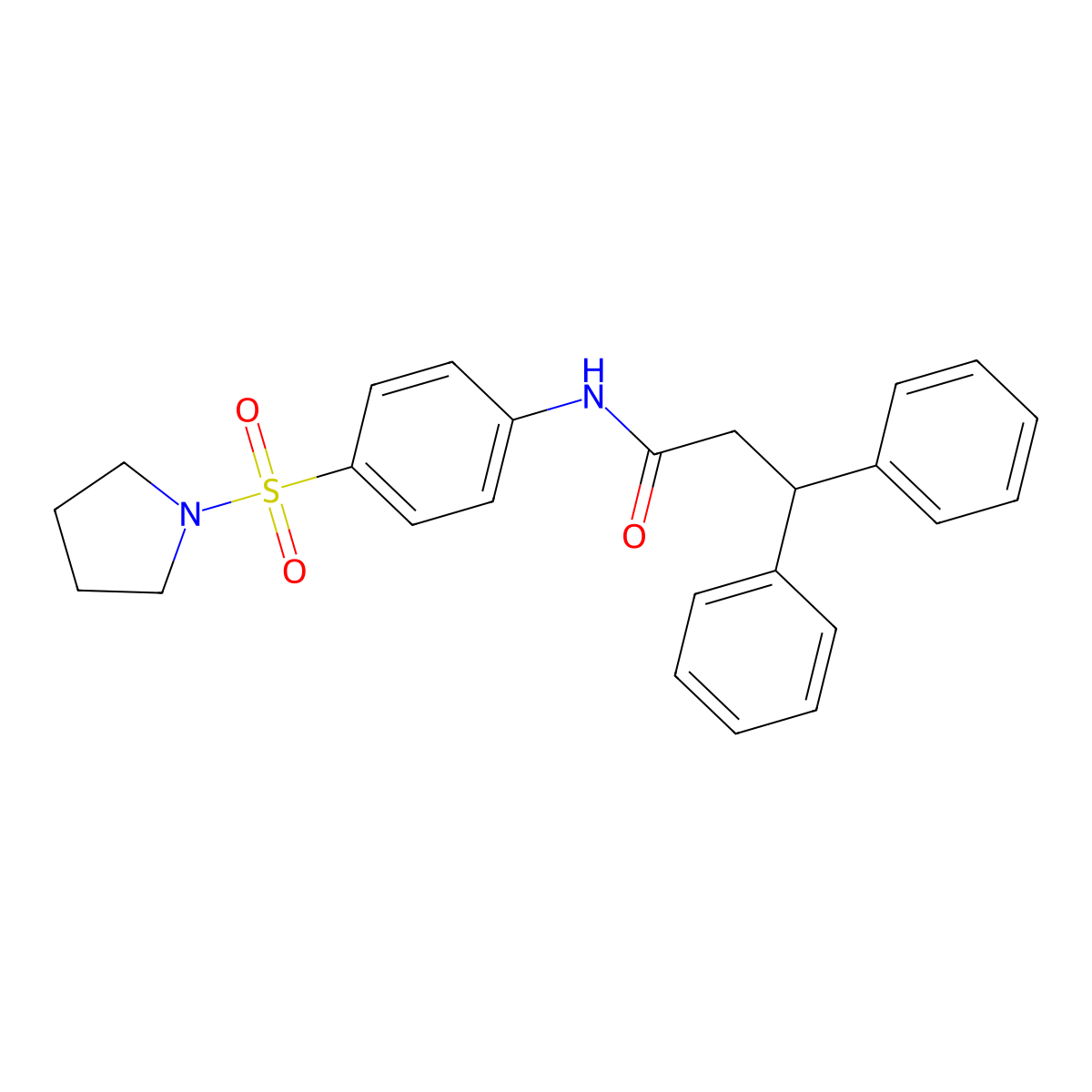 3,3-diphenyl-N-(4-pyrrolidin-1-ylsulfonylphenyl)propanamide molecular structure, CAS 519170-54-8