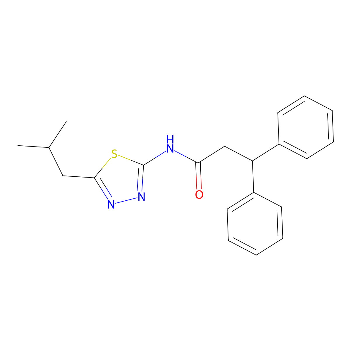 N-[5-(2-methylpropyl)-1,3,4-thiadiazol-2-yl]-3,3-diphenylpropanamide molecular structure, CAS 519170-56-0