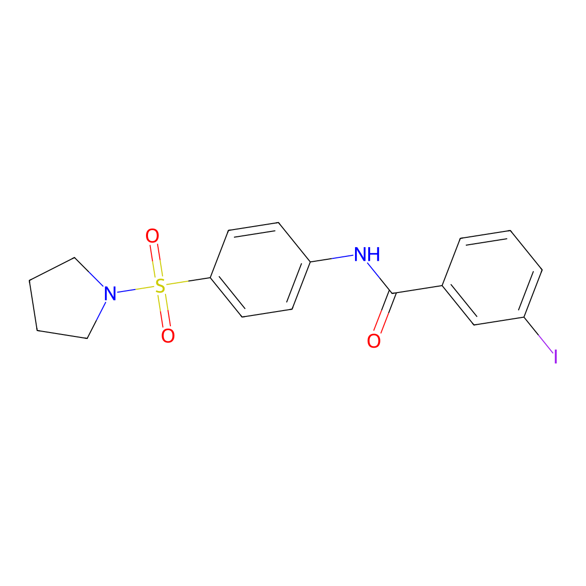 3-iodo-N-(4-pyrrolidin-1-ylsulfonylphenyl)benzamide molecular structure, CAS 519170-68-4