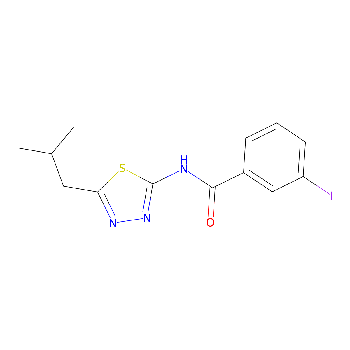 3-iodo-N-[5-(2-methylpropyl)-1,3,4-thiadiazol-2-yl]benzamide molecular structure, CAS 519170-71-9