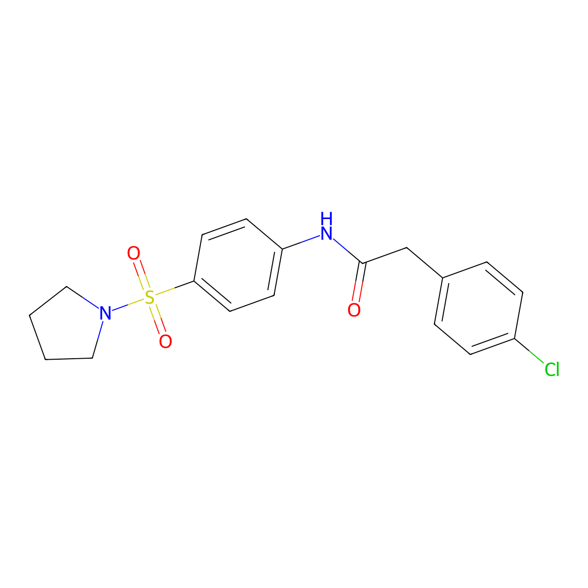 2-(4-chlorophenyl)-N-(4-pyrrolidin-1-ylsulfonylphenyl)acetamide molecular structure, CAS 519170-77-5