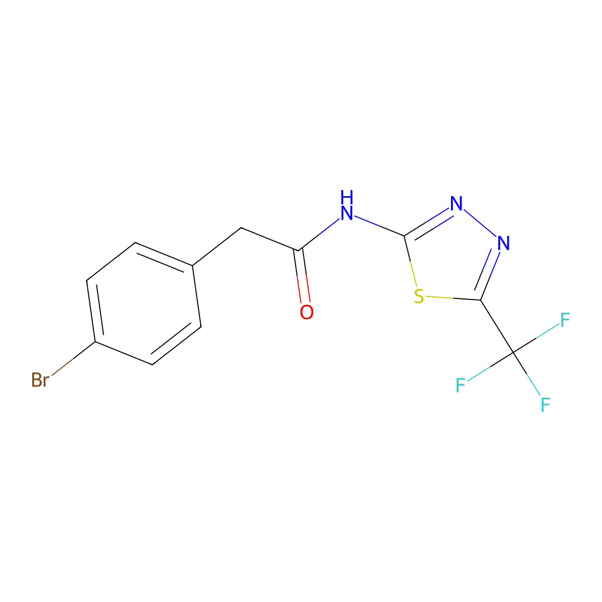 2-(4-bromophenyl)-N-[5-(trifluoromethyl)-1,3,4-thiadiazol-2-yl]acetamide molecular structure, CAS 519170-80-0