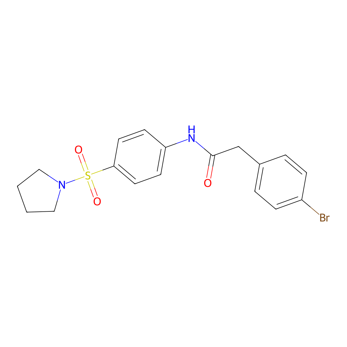 2-(4-bromophenyl)-N-(4-pyrrolidin-1-ylsulfonylphenyl)acetamide molecular structure, CAS 519170-81-1