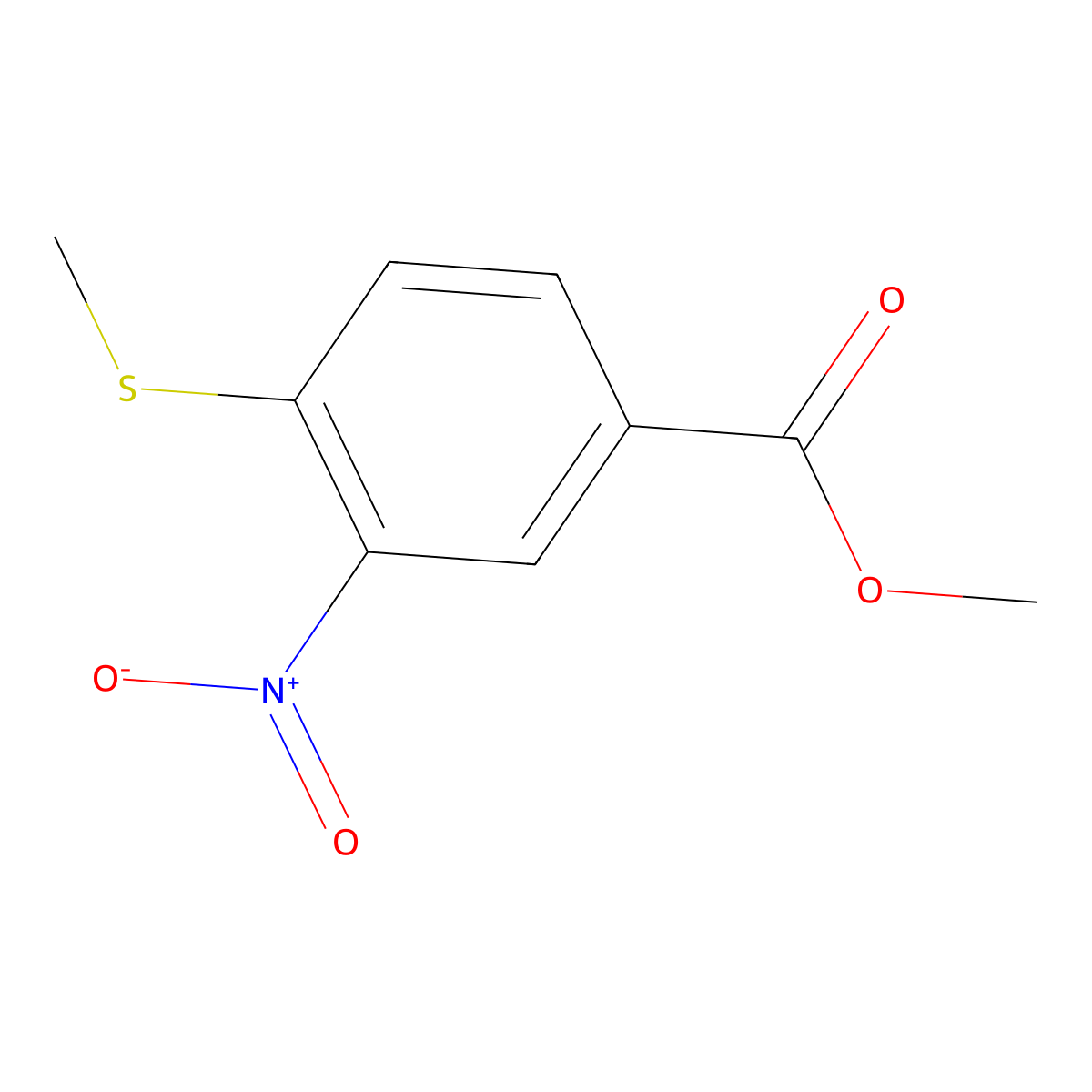 Methyl 4-(methylsulfanyl)-3-nitrobenzenecarboxylate molecular structure, CAS 51919-71-2