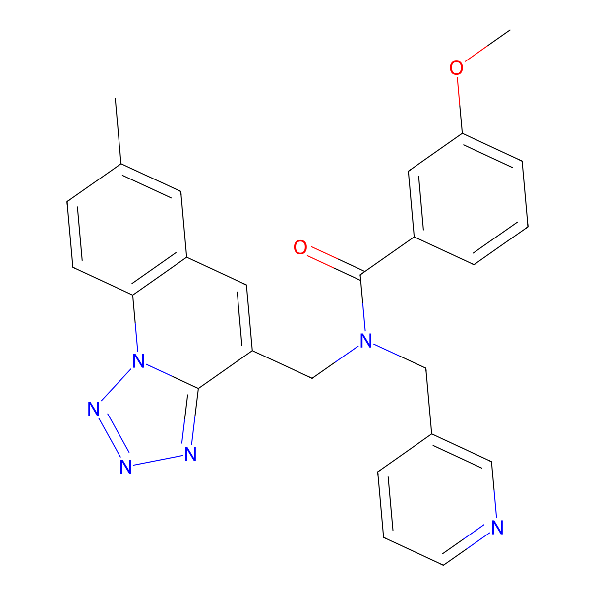 3-methoxy-N-[(7-methyltetrazolo[1,5-a]quinolin-4-yl)methyl]-N-(pyridin-3-ylmethyl)benzamide molecular structure, CAS 5192-02-9