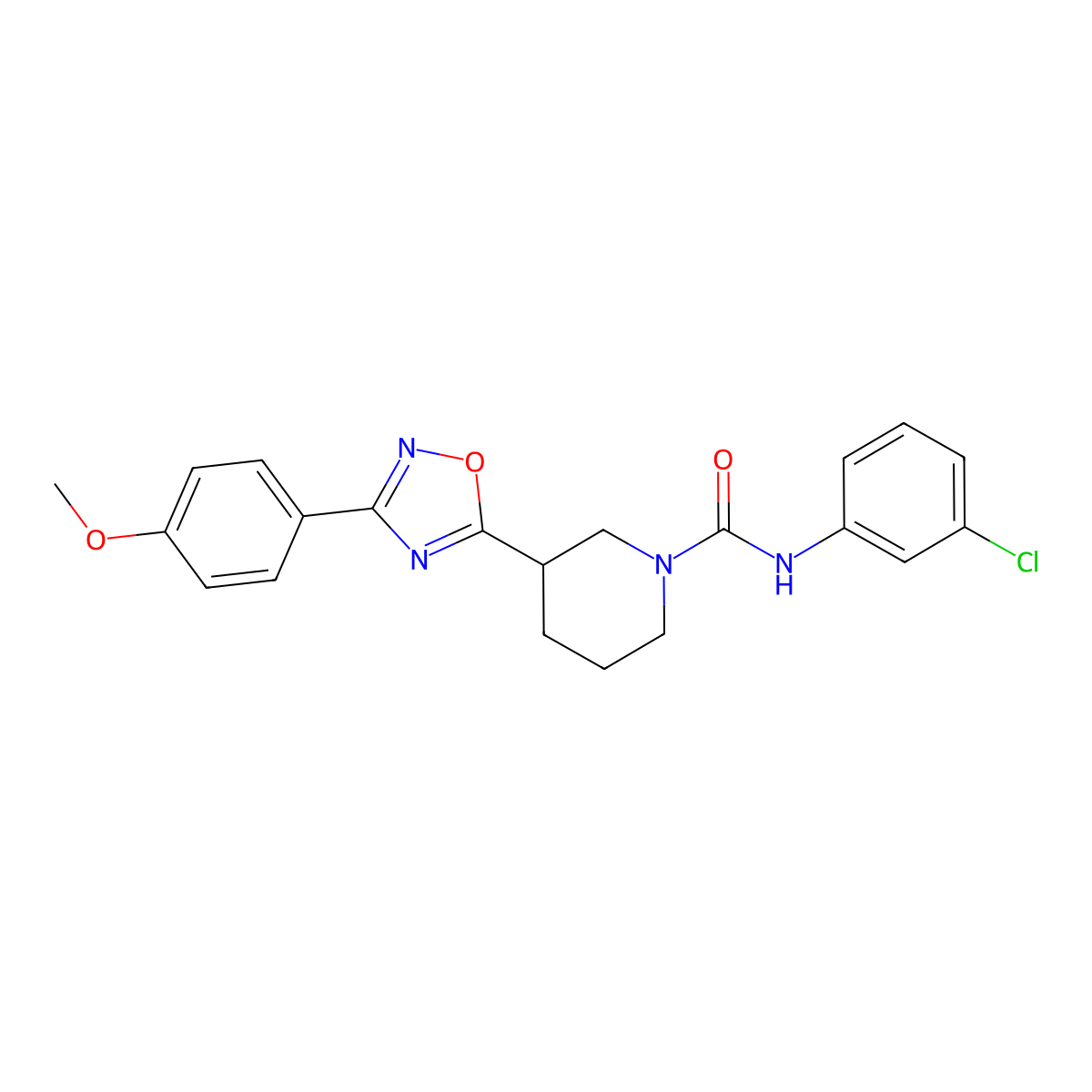 N-(3-chlorophenyl)-3-[3-(4-methoxyphenyl)-1,2,4-oxadiazol-5-yl]piperidine-1-carboxamide molecular structure, CAS 5192-94-9