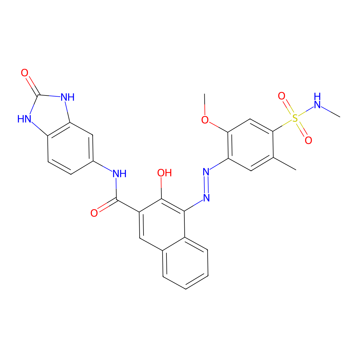 N-(2,3-dihydro-2-oxo-1H-benzimidazol-5-yl)-3-hydroxy-4-[[2-methoxy-5-methyl-4-[(methylamino)sulphonyl]phenyl]azo]naphthalene-2-carboxamide molecular structure, CAS 51920-12-8