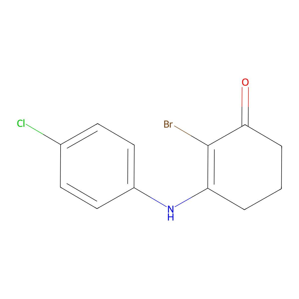 2-Bromo-3-((4-chlorophenyl)amino)cyclohex-2-EN-1-one molecular structure, CAS 51924-67-5