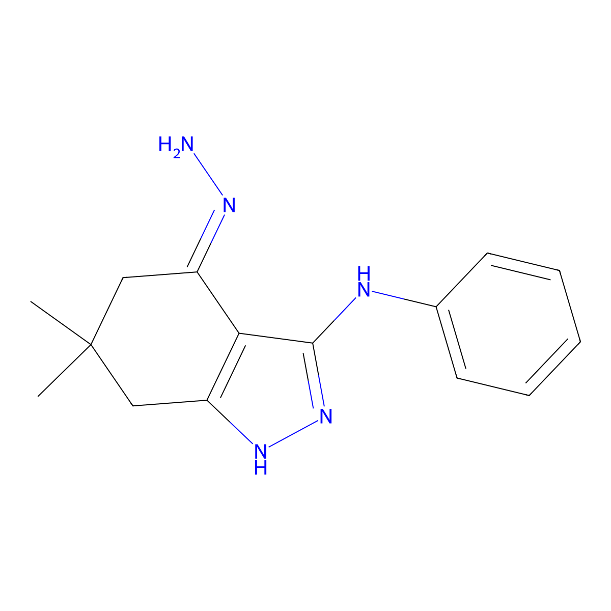 3-Anilino-1,5,6,7-tetrahydro-6,6-dimethyl-4H-indazol-4-one hydrazone molecular structure, CAS 51924-81-3