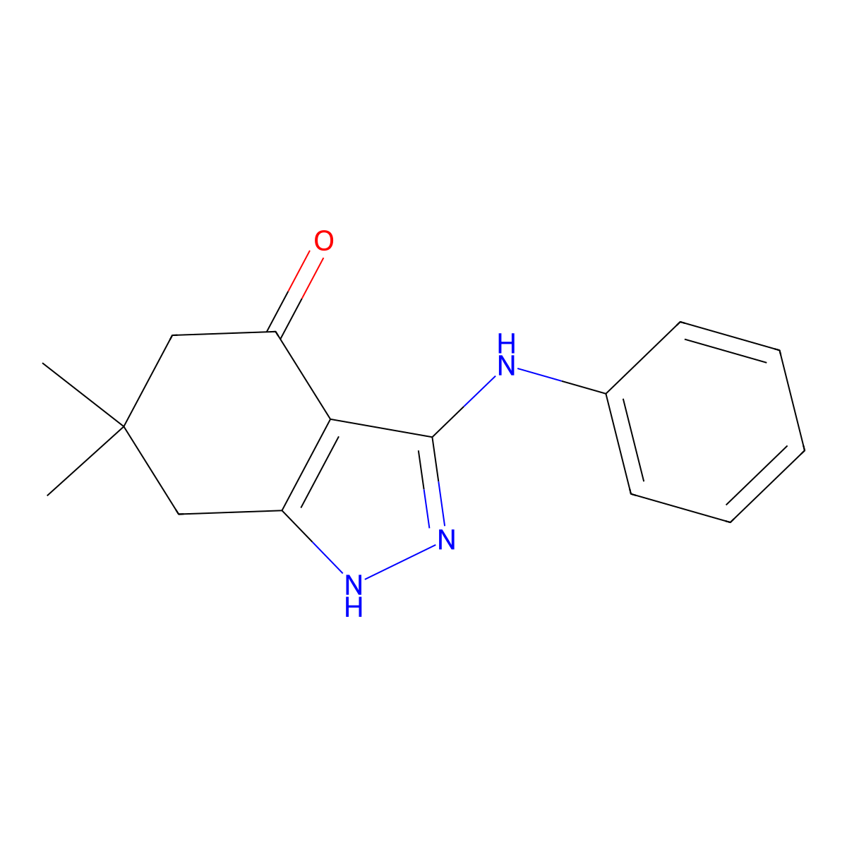6,6-dimethyl-3-(phenylamino)-4,5,6,7-tetrahydro-1H-indazol-4-one molecular structure, CAS 51924-82-4