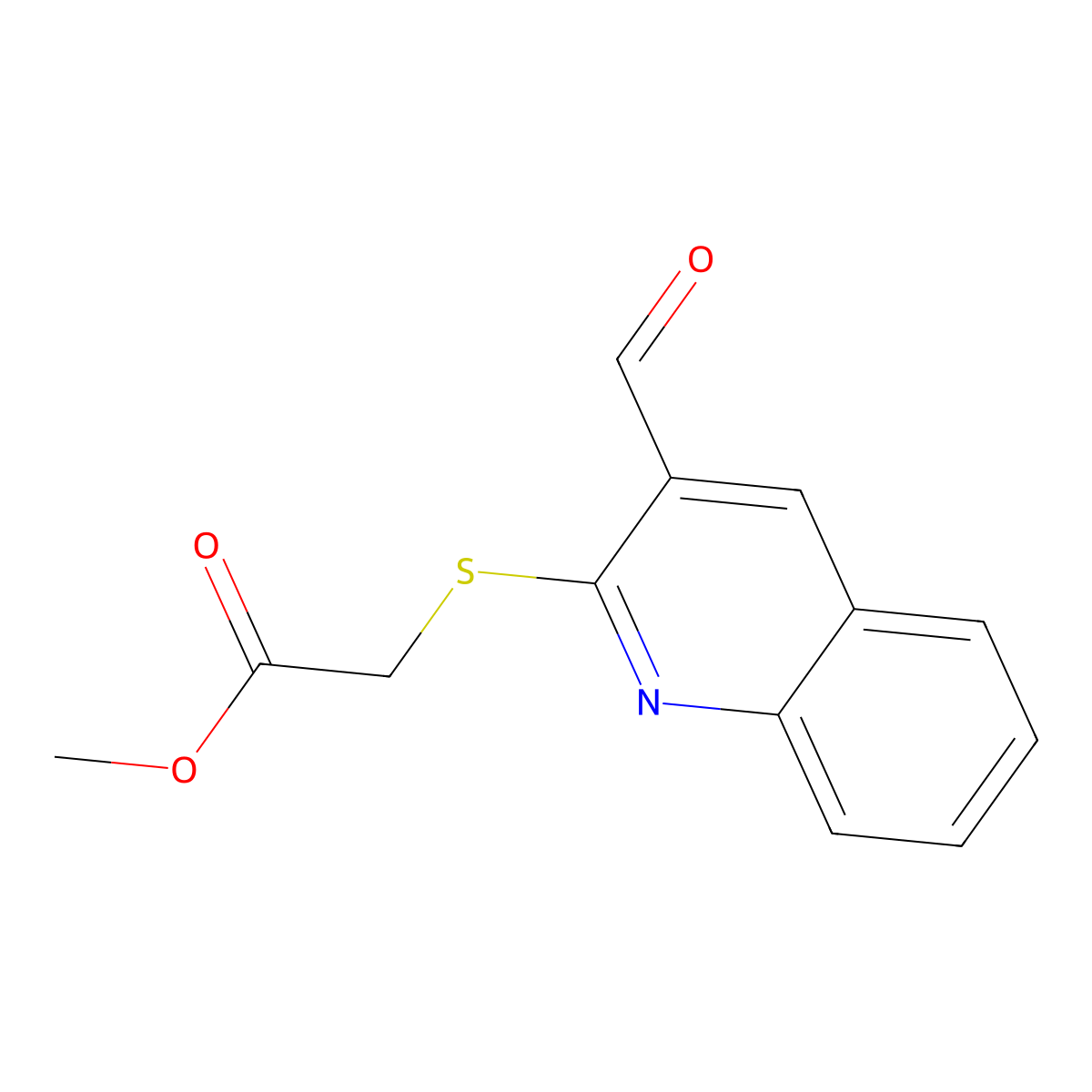 Methyl 2-[(3-formyl-2-quinolinyl)sulfanyl]acetate molecular structure, CAS 51925-43-0