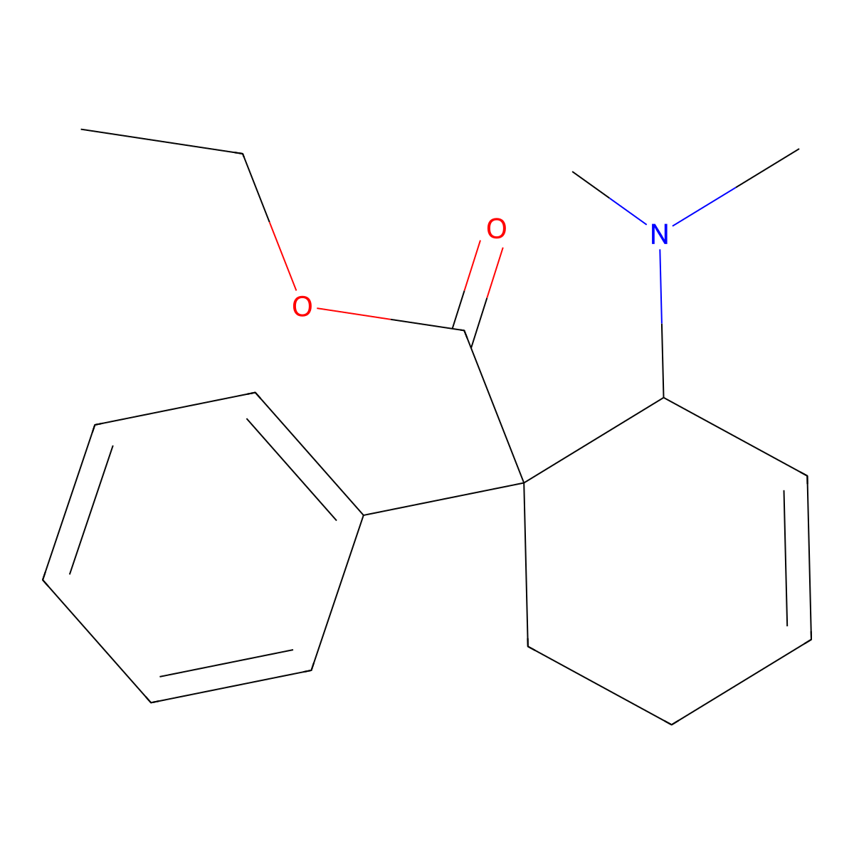 Ethyl 2-(dimethylamino)-1-phenylcyclohex-3-ene-1-carboxylate molecular structure, CAS 51931-66-9
