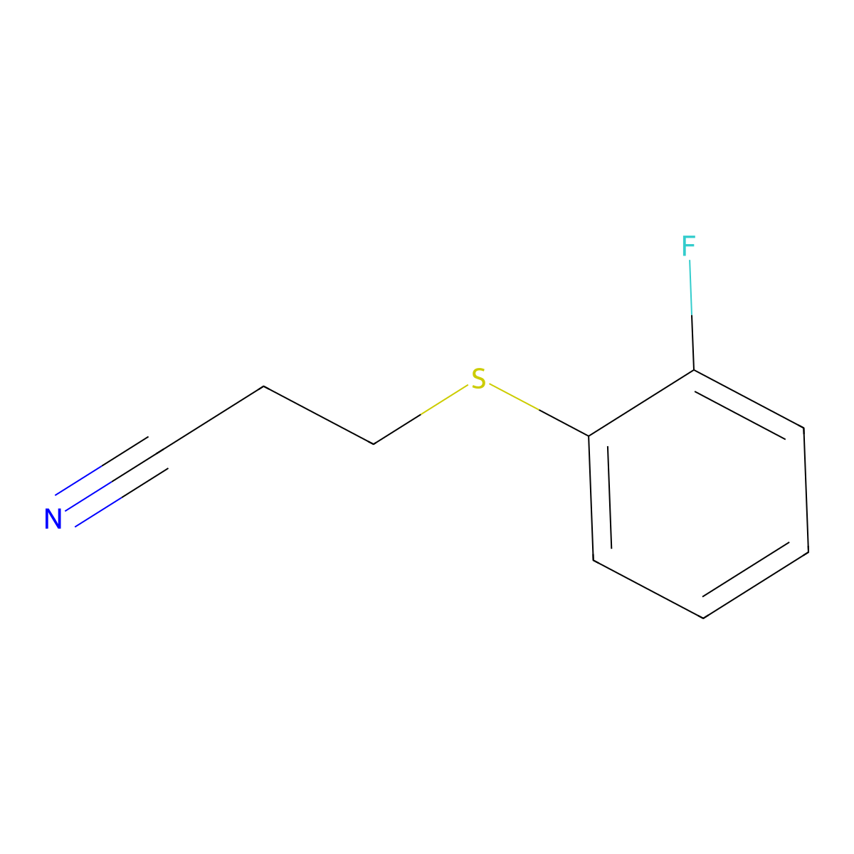 3-[(2-Fluorophenyl)sulfanyl]propanenitrile molecular structure, CAS 51932-76-4