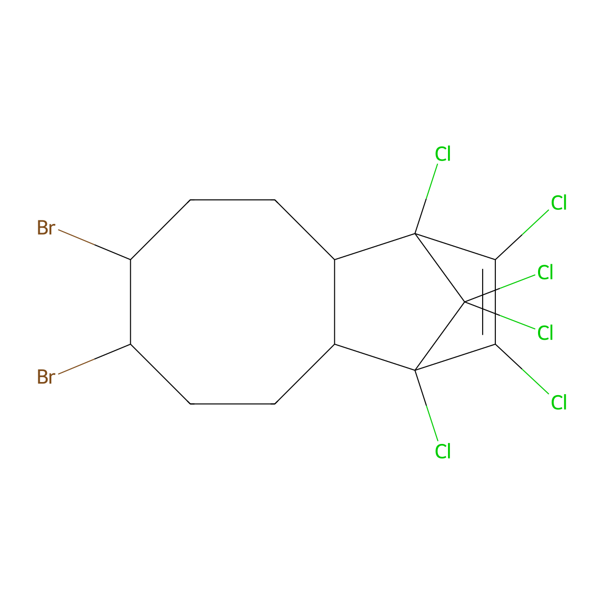 7,8-Dibromo-1,2,3,4,11,11-hexachloro-1,4,4a,5,6,7,8,9,10,10a-decahydro-1,4-methanobenzocyclooctene molecular structure, CAS 51936-55-1