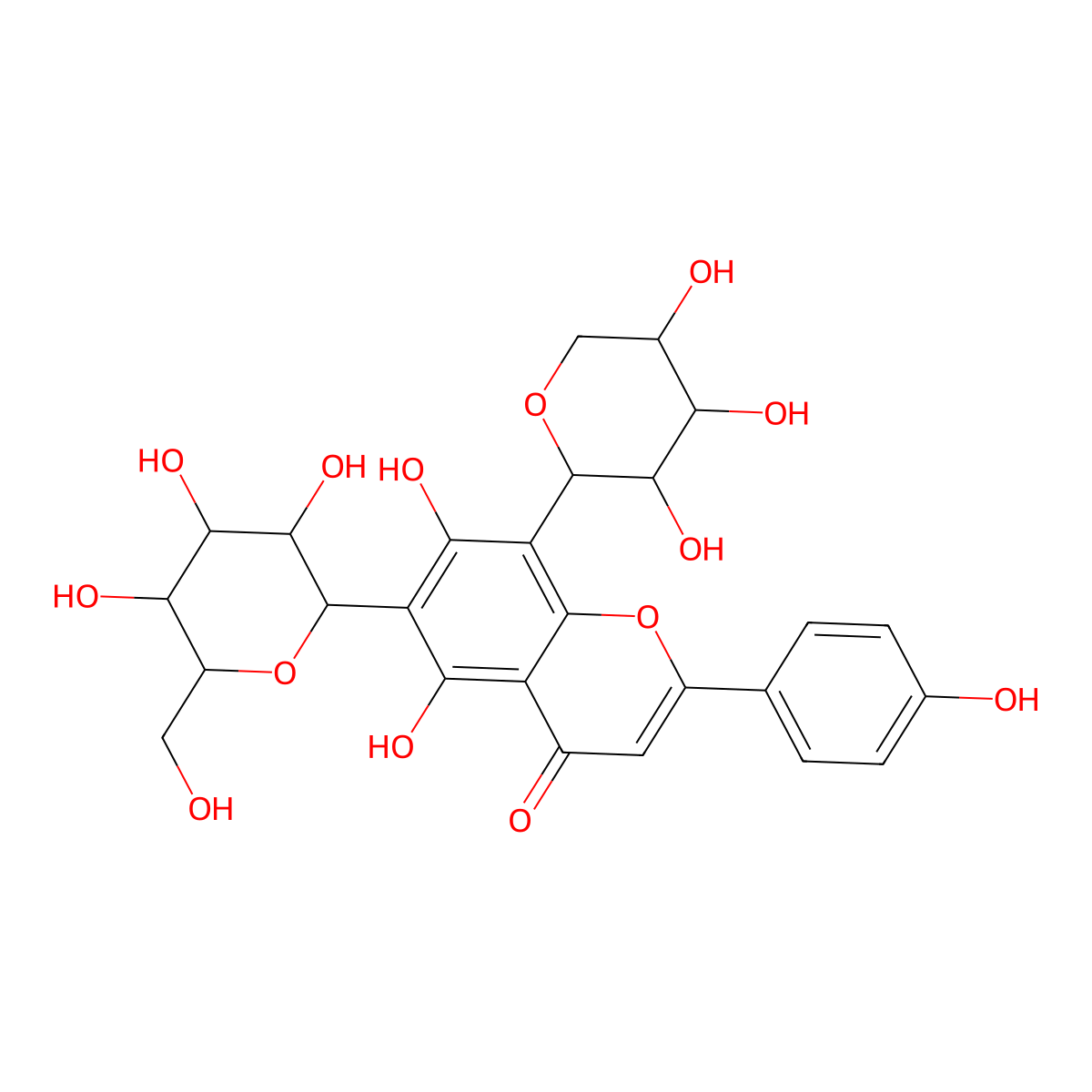 Schaftoside molecular structure, CAS 51938-32-0