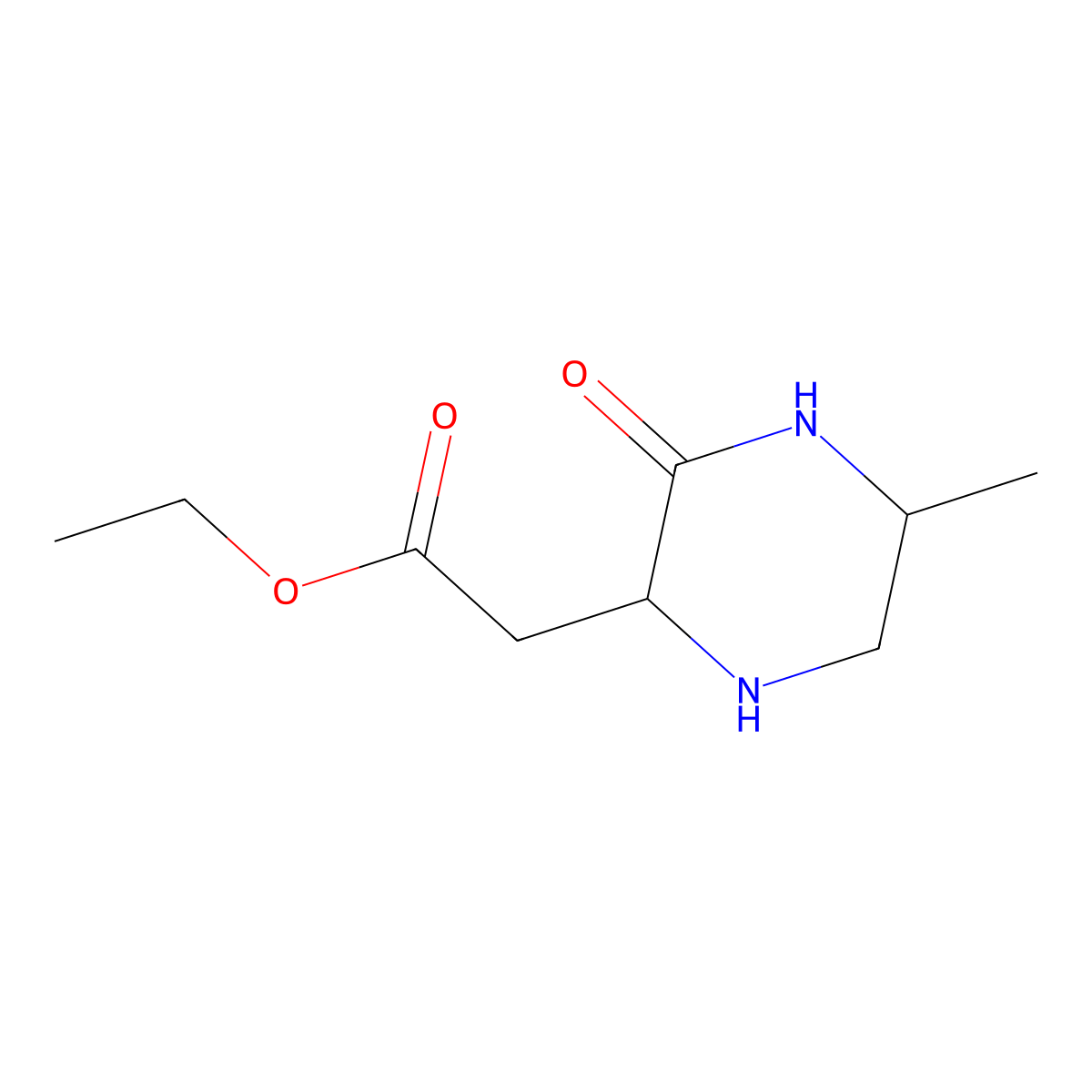 Ethyl (5-methyl-3-oxopiperazin-2-yl)acetate molecular structure, CAS 5194-01-4
