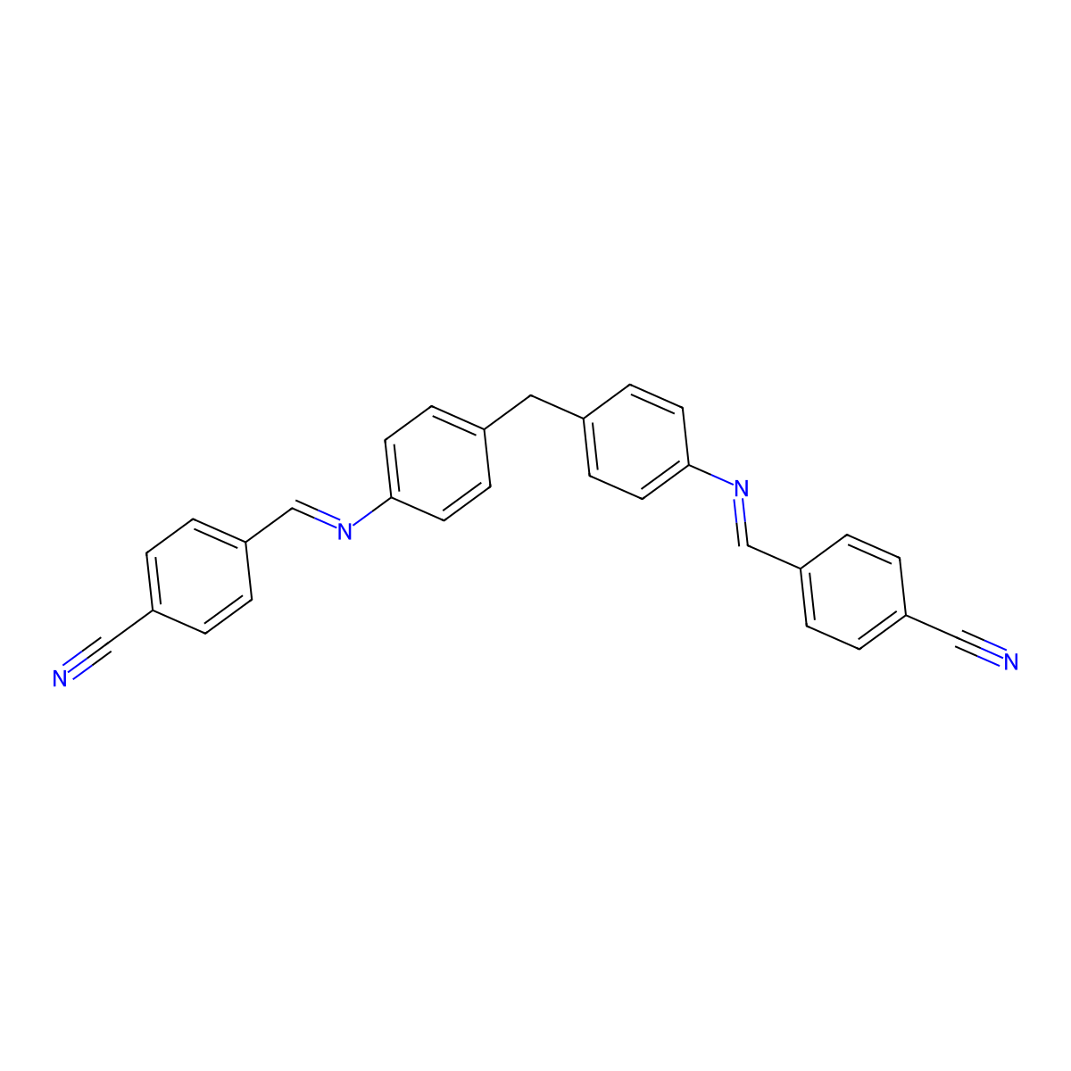 4,4'-{Methylenebis[(4,1-phenylene)azanylylidene(E)methanylylidene]}dibenzonitrile molecular structure, CAS 5194-78-5