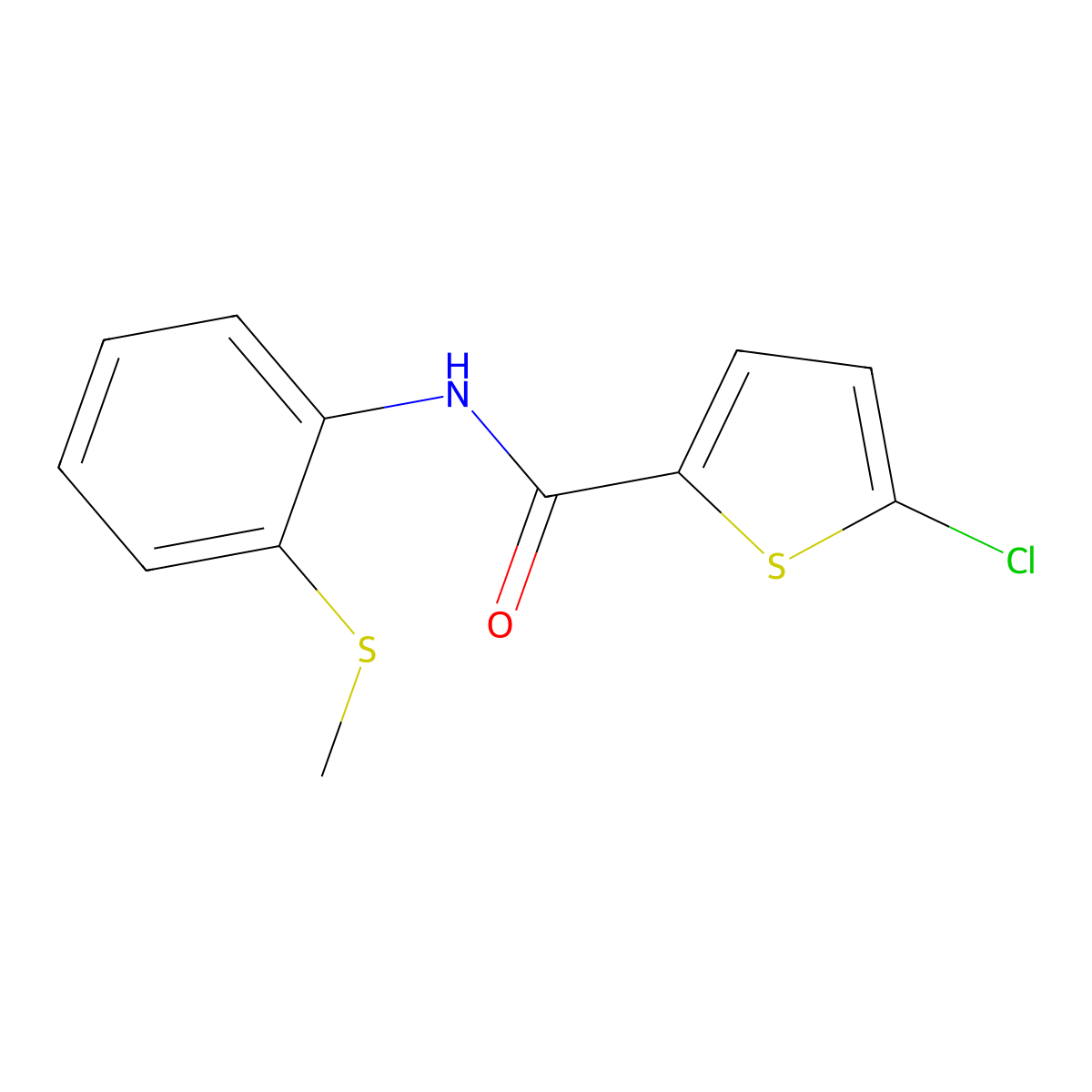 5-chloro-N-[2-(methylsulfanyl)phenyl]thiophene-2-carboxamide molecular structure, CAS 51942-35-9