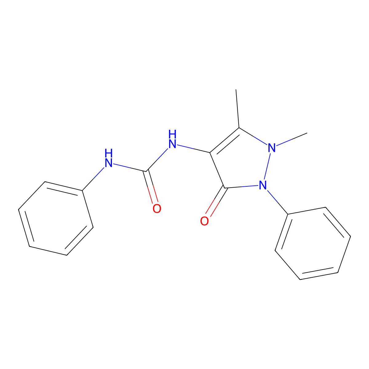 1-(1,5-dimethyl-3-oxo-2-phenyl-2,3-dihydro-1H-pyrazol-4-yl)-3-phenylurea molecular structure, CAS 51944-15-1