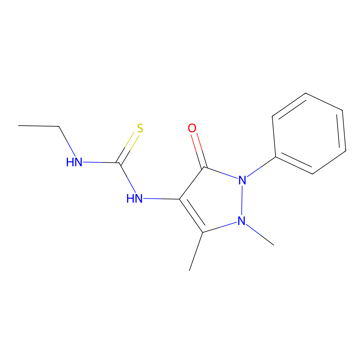 1-(1,5-Dimethyl-3-oxo-2-phenylpyrazol-4-yl)-3-ethylthiourea molecular structure, CAS 51944-24-2