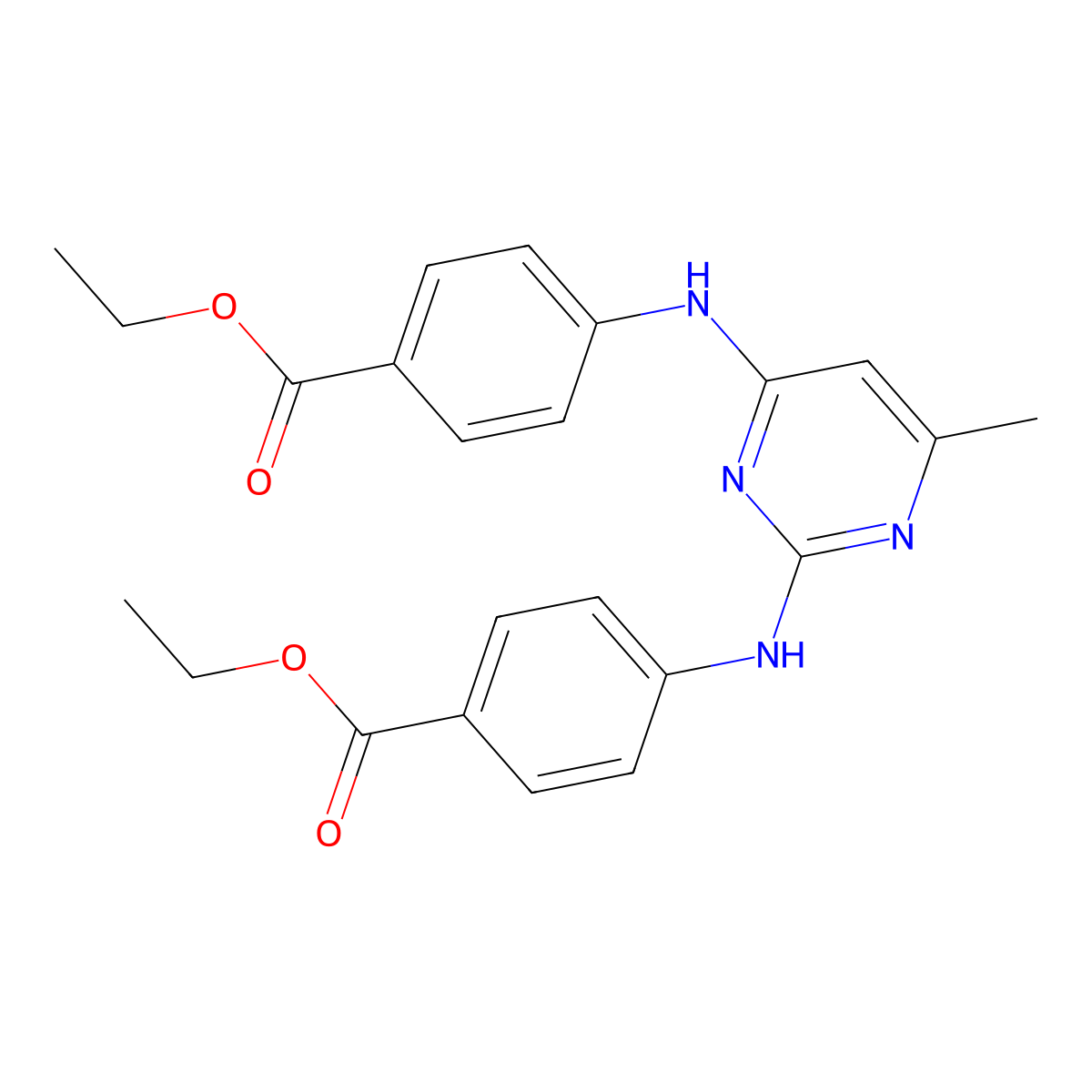 Diethyl 4,4'-[(6-methylpyrimidine-2,4-diyl)diimino]dibenzoate molecular structure, CAS 51944-29-7